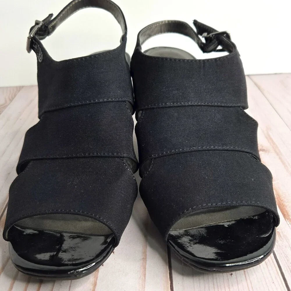 LifeStride Simply Comfort Faith Black Wedge Sandals Women’s 8.5
